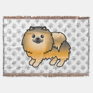 Oranje Sable Pomeranian Lieve Cartoon Hond & Pootj Deken