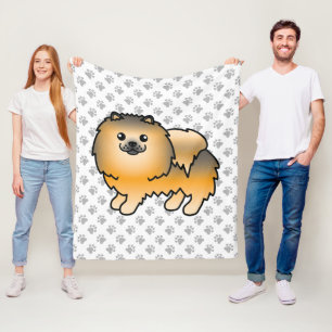 Oranje Sable Pomeranian Lieve Cartoon Hond & Pootj Fleece Deken