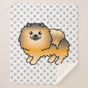 Oranje Sable Pomeranian Lieve Cartoon Hond & Pootj Sherpa Deken