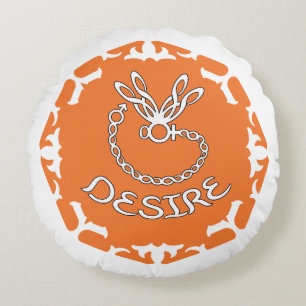 Oranje Sacraal Chakra "Verlangen" Libel Witte Acht Rond Kussen