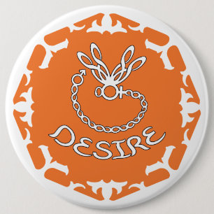 Oranje Sacraal Chakra "Verlangen" Libel Witte Acht Ronde Button 6,0 Cm
