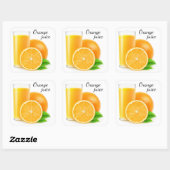 Oranje sap vierkante sticker (Vel)