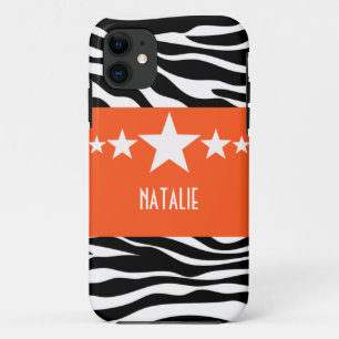 Oranje Sassy Star Zebra BT iPhone 5 Hoesje