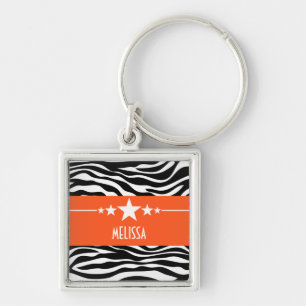 Oranje Sassy Star Zebra Premium-Sleutelhanger Sleutelhanger