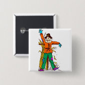 Oranje Scarecrow Vierkante Button 5,1 Cm (Voorkant /achterkant)