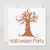 Oranje Scary Halloween Tree Party Invitation 1 Kaart (Voorkant)