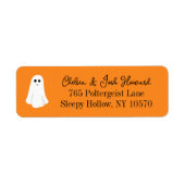 Oranje Schattigee Ghost Halloween Retouradres Etiket (Voorkant)