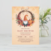 Oranje Schattigee Gnome Herfst Pompoen Krans Baby  Kaart (Staand voorkant)