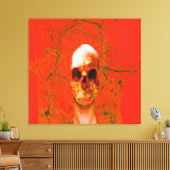 Oranje schedel in water canvas afdruk (Insitu (Woonkamer))