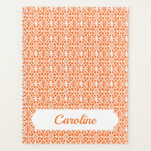 Oranje schil met wit haakpatroon planner