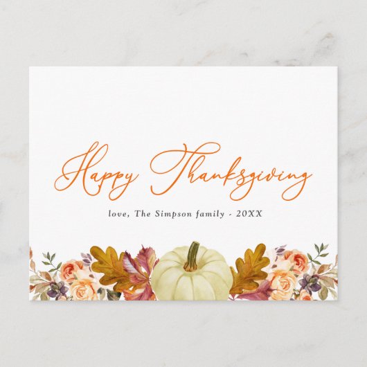 oranje script happy thanksgiving feestdagenkaart (Voorkant)