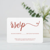 Oranje Script RSVP zonder gereserveerde stoel te m Kaartje (Staand voorkant)