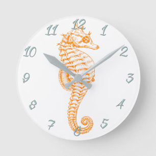 Oranje Seahorse Ronde Klok