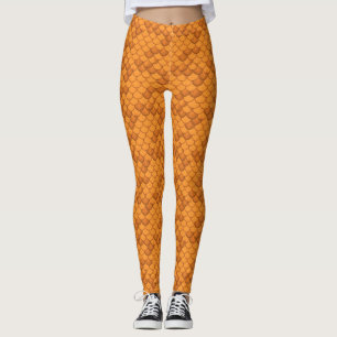 Oranje Seashell Zeemeermin Schaal Leggings Ariel S