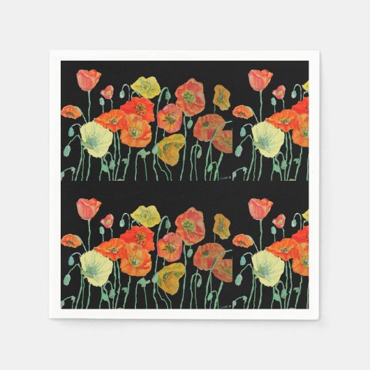 Oranje Shabby Klaproos Decoratie Servet Doekjes Zw (Voorkant)