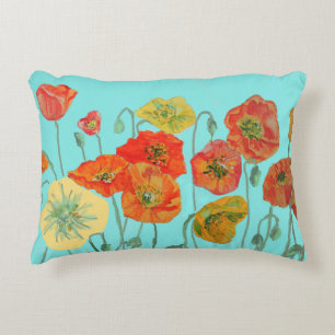 Oranje Shabby Poppy Decor Cushion Aqua Accent Kussen