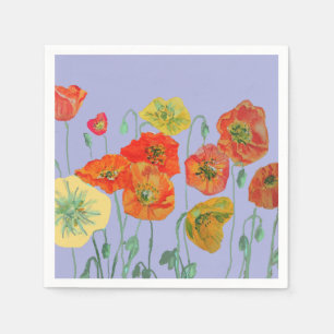 Oranje Shabby Poppy Lavendel Paarse Serviettes Servet
