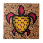 Oranje Shell Turtle Tile Tegeltje (Voorkant)