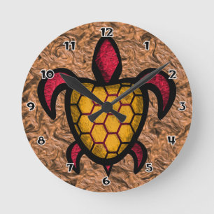 Oranje Shell Turtle Wall-klok Ronde Klok