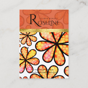 Oranje sieraardenvertoning met Soft Flowers Visitekaartje