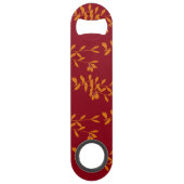 Oranje silhouetbladeren op rood speed flessenopener (Achterkant)