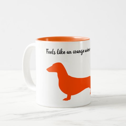 Oranje Silhouette Dachshund Mok (Voorkant links)