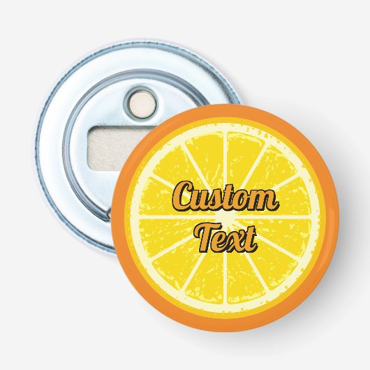 Oranje slice button flesopener (Voorkant)