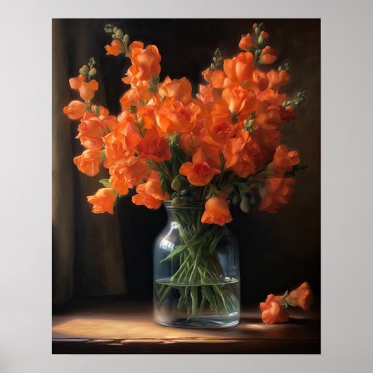 Oranje Snapdragon Flowers Art Print Poster (Voorkant)