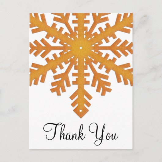 Oranje sneeuwvlok Winter Dank u Briefkaarten (Voorkant)