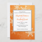 Oranje Sneeuwvlokken Kerstelijke trouw uitnodiging (Voorkant)