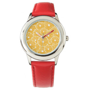 Oranje snijdpatroon ontwerp horloge