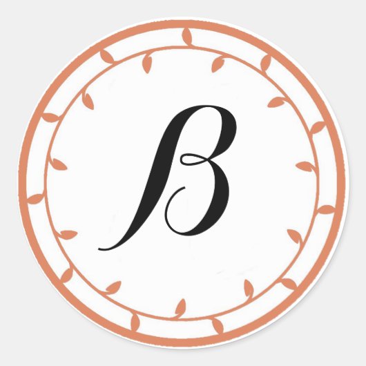 Oranje specerijkleurige monogram Stickers (Voorkant)