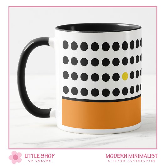 Oranje speelse polka dots kleurblokken mok