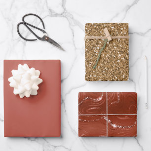 Oranje Spice Gold Glitter Verjaardag Inpakpapier Vel