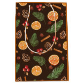 Oranje Spice Rustic Winter Botanical Medium Cadeauzakje (Voorkant)