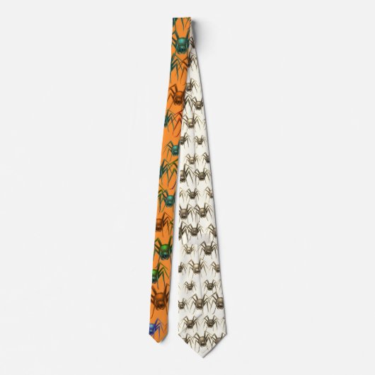 Oranje Spider Pattern Spooky Funny Halloween Stropdas (Achterkant)