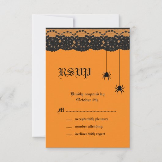 Oranje spieren en Lace RSVP Kaartje (Voorkant)