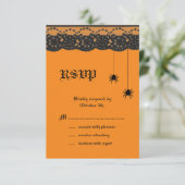 Oranje spieren en Lace RSVP Kaartje (Staand voorkant)