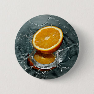 Oranje Splash-toets Ronde Button 5,7 Cm