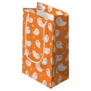Oranje spookdoedelpatroon klein cadeauzakje