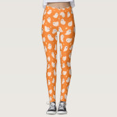 Oranje spookdoedelpatroon leggings (Voorkant)