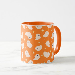 Oranje spookdoedelpatroon mok