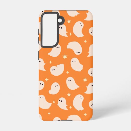 Oranje spookdoedelpatroon samsung galaxy hoesje (Achterkant)