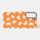 Oranje spookdoedelpatroon samsung galaxy hoesje (Achterkant horizontaal)
