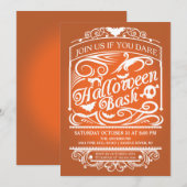 Oranje Spooky Gothic Halloween Uitnodiging (Voorkant / Achterkant)