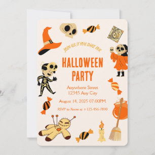 Oranje Spooky Kind Halloween Party Invitation Kaart