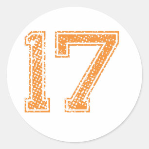 Oranje sport jerzee nummer 17.png ronde sticker