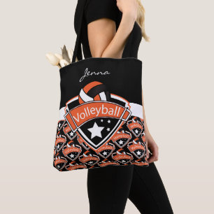 Oranje sport Volleyball   DIY-tekst Tote Bag