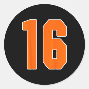 Oranje Sporten Nummer 16 Jersey Uniform Speler Fan Ronde Sticker