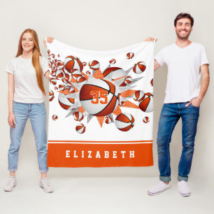 oranje sportkamer Decor meisjes basketballen sterr Fleece Deken